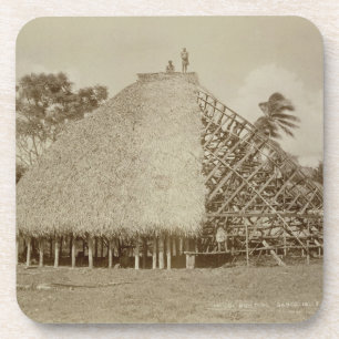 Porta-copo Construção de casa em Samoa, c.1875 (foto do