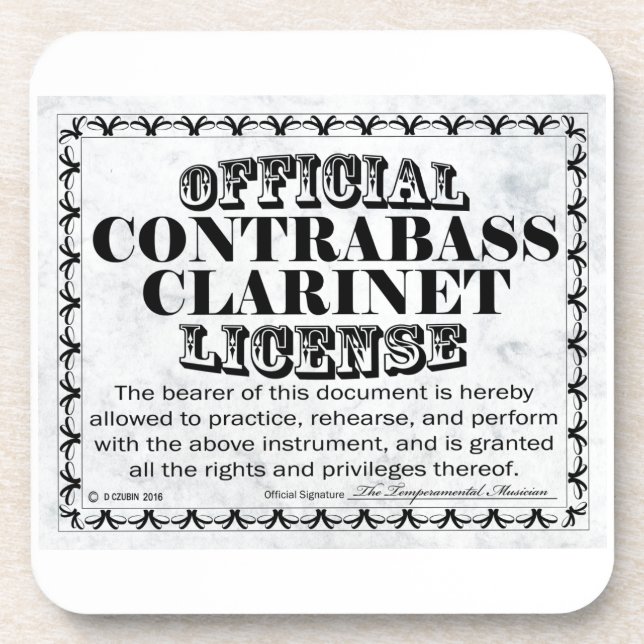 Porta-copo Contrabass Clarinet License (Frente)