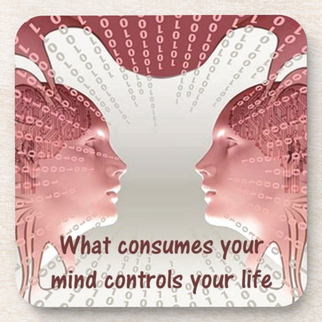 Porta-copo Controle sua vida citando pensamento positivo dize (Frente)