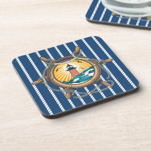 Porta-copo Copo de Bebida com Cordas Náuticas e Roda de Barco