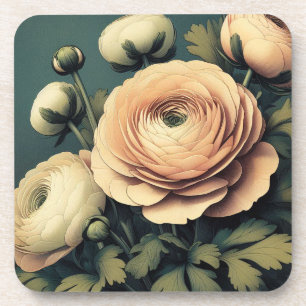 Porta-copo Copo de plástico duro com flor Ranunculin Art Deco