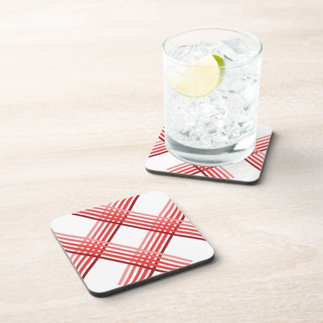 Porta-copo Copo - Listras Vermelhas Cruzadas Diagonalmente (Lado Direito)