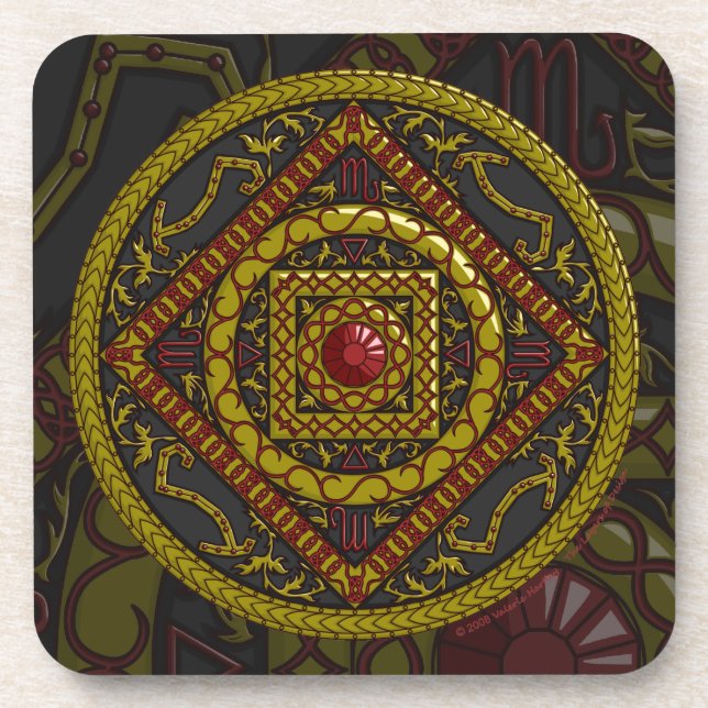 Porta-copo Copo Quadrado Mandala de Escorpião (Frente)