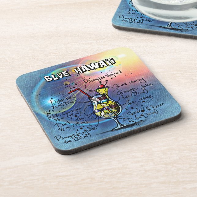 Porta-copo Coquetel Azul Havaí ( nº 1 de 12 conjuntos de rece (Left Side)