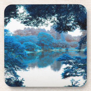 Porta-copo Cor azul legal, natureza única, lago
