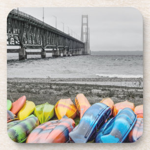 Porta-copo Cor da Seleção de Ponte Mackinac e Canoas