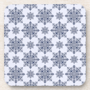 Porta-copo Cor damasco de flocos de neve azuis
