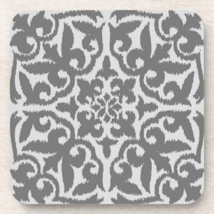Porta-copo Cor damasco de Ikat - Cinza leve e média