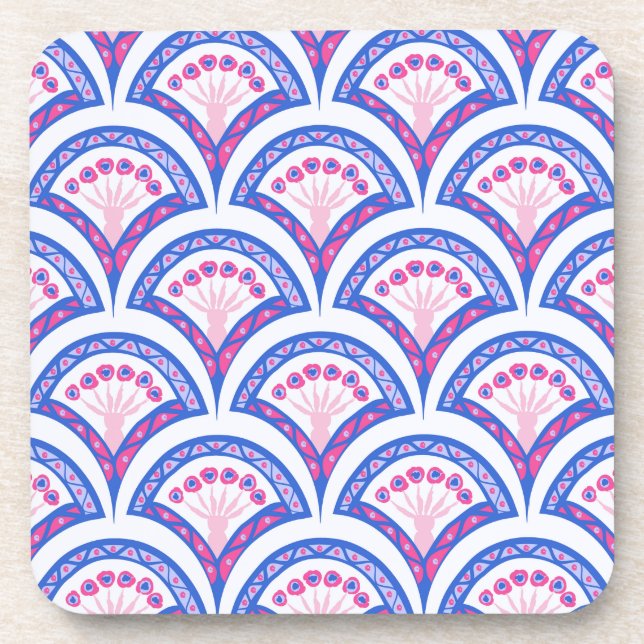 Porta-copo cor damasco floral azul (Frente)