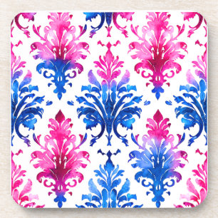 Porta-copo Cor damasco Floral Rosa Elegante