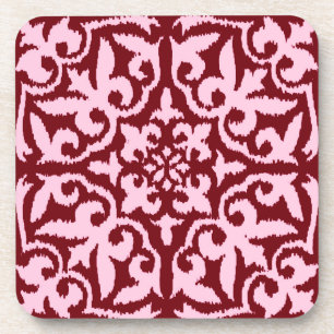 Porta-copo Cor damasco Ikat - Borgonha e Rosa
