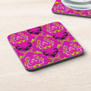 Porta-copo Cor de plano de fundo PixDezines Chantal Damask/DI