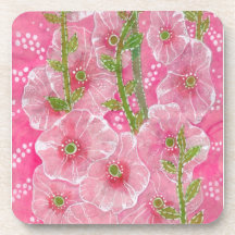 Cor Rosa Hollyhock Mallow Malva Flor Pintura Flora