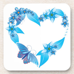 Porta-copo Coração da Borboleta Floral Azul