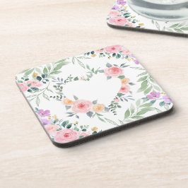 Porta-copo Coração de Flor Rosa