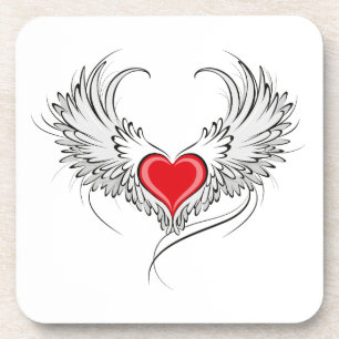 Porta-copo Coração Vermelho Anjo com asas