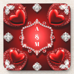 Porta-copo Coração Vermelho Diamante Joia Romance ❤️