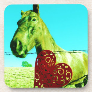 Porta-copo Coração Vermelho e Cavalo