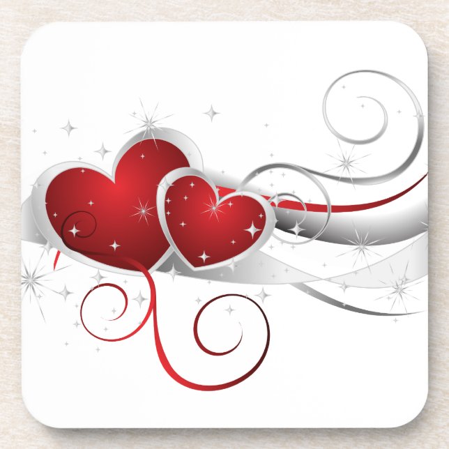 Porta-copo Corações Adolescentes Vermelhos e Brancos (Frente)