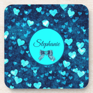 Porta-copo Corações Azuis Vivos