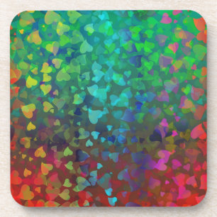 Porta-copo Corações Caindo Verde Vermelho