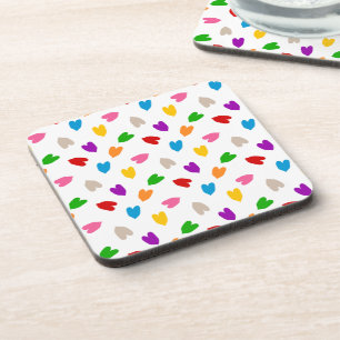 Porta-copo Corações Coloridos De Amor Padrão De Design Branco