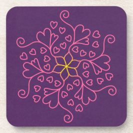 Porta-copo Corações e Flores Mandala Inspirada