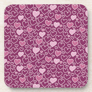 Porta-copo Corações Rosa e Roxo