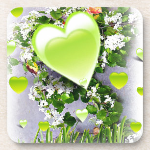 Porta-copo Corações Verdes de Amor_