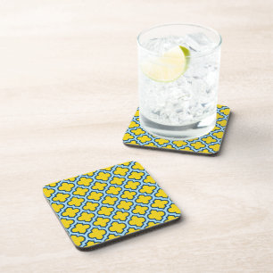 Porta-copo Corante amarelo e azul-bebê, latido, quatrefoil
