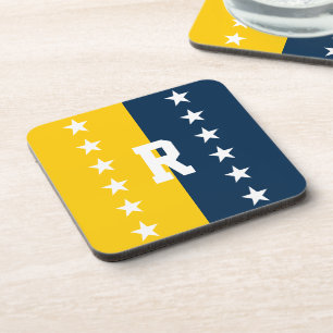 Porta-copo Cores da Faculdade Azul e Amarelo Milho Monograma