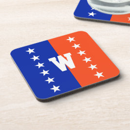 Porta-copo Cores da Faculdade Azul Real e Laranja