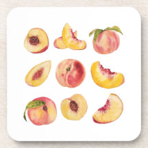 Cores De Água E Fatias De Pêssego Frescas Colorida