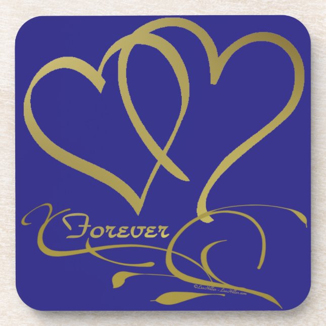 Porta-copo Cores de fundo editáveis Forever Hearts Gold (Frente)