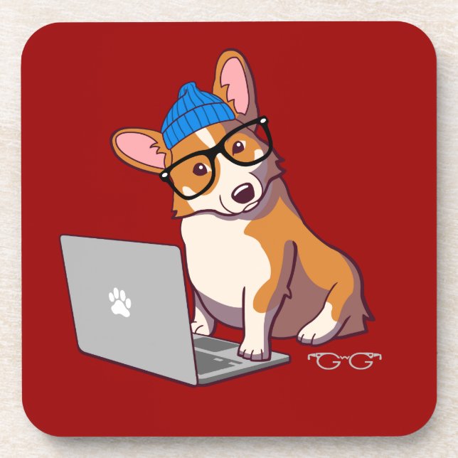 Porta-copo Corgi 2 do hipster (sem texto) (Frente)