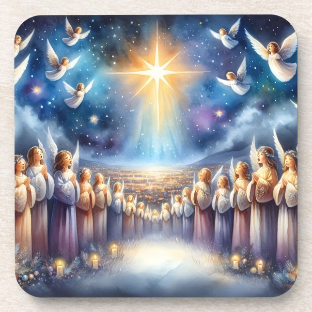 Porta-copo Coro Celestial sob a Estrela de Belém (Frente)