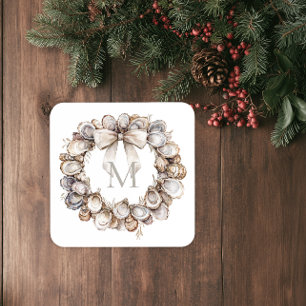Porta-copo Coroa de Natal com Concha de Ostra Monogramada