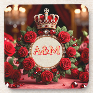 Porta-copo 👑 Coroa de Rosa Personalizada com Monograma e Nom