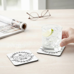 Porta-copo Coroa Floral do Nome da Família