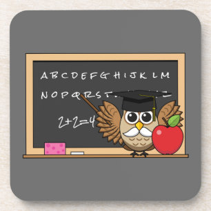 Porta-copo Coruja de Professores Bonita com Cartoon Apple