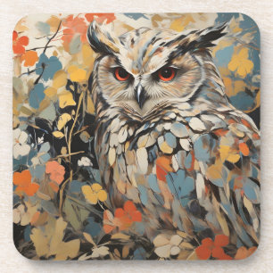 Porta-copo Coruja e Flores na Pintura de Primavera