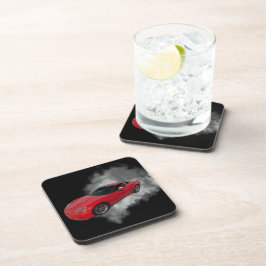 Porta-copo Corveta Vermelha com fundo removível com fumaça de