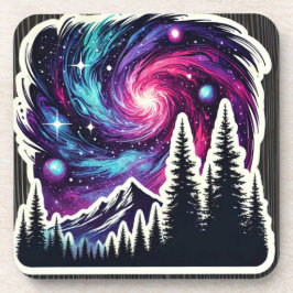 Porta-copo Cosmic Forest: Galaxy Meets Nature