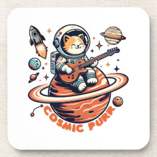 Porta-copo Cosmic Purr - Gato Guitarrista Astro