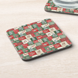 Porta-copo Country patchwork christmas pattern