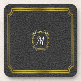 Porta-copo Couro preto personalizado do falso