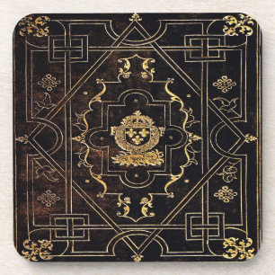Porta-copo Couro Vintage Falln e Dourado