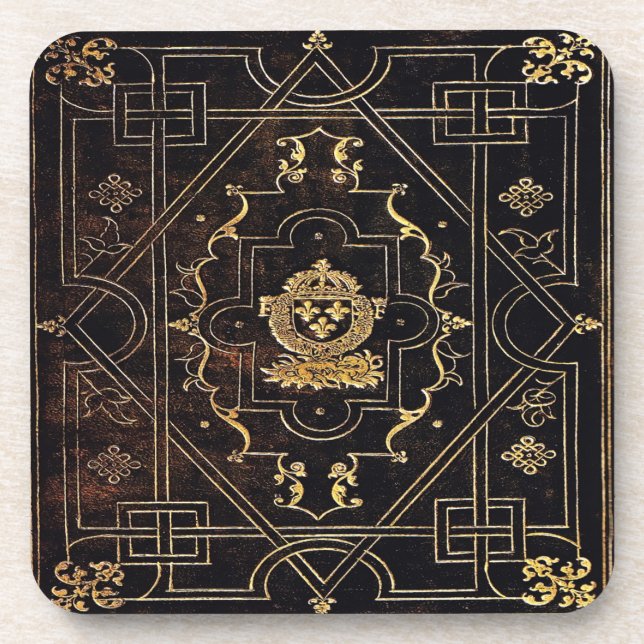 Porta-copo Couro Vintage Falln e Dourado (Frente)