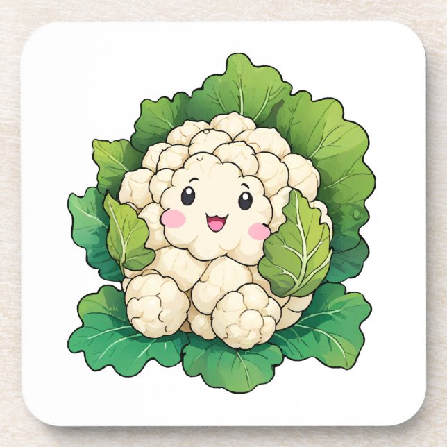 Porta-copo Couve-flor Kawaii (Frente)