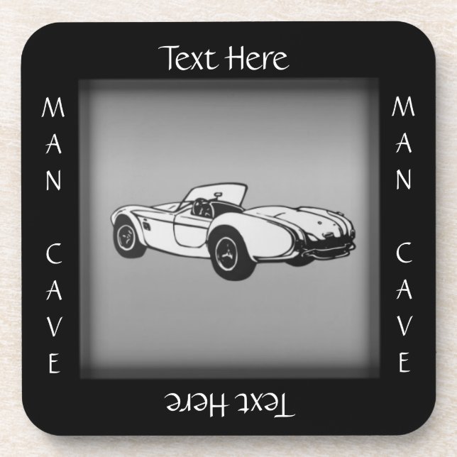 Porta-copo Cova do Homem de Carro Esportivo Texto Personaliza (Frente)